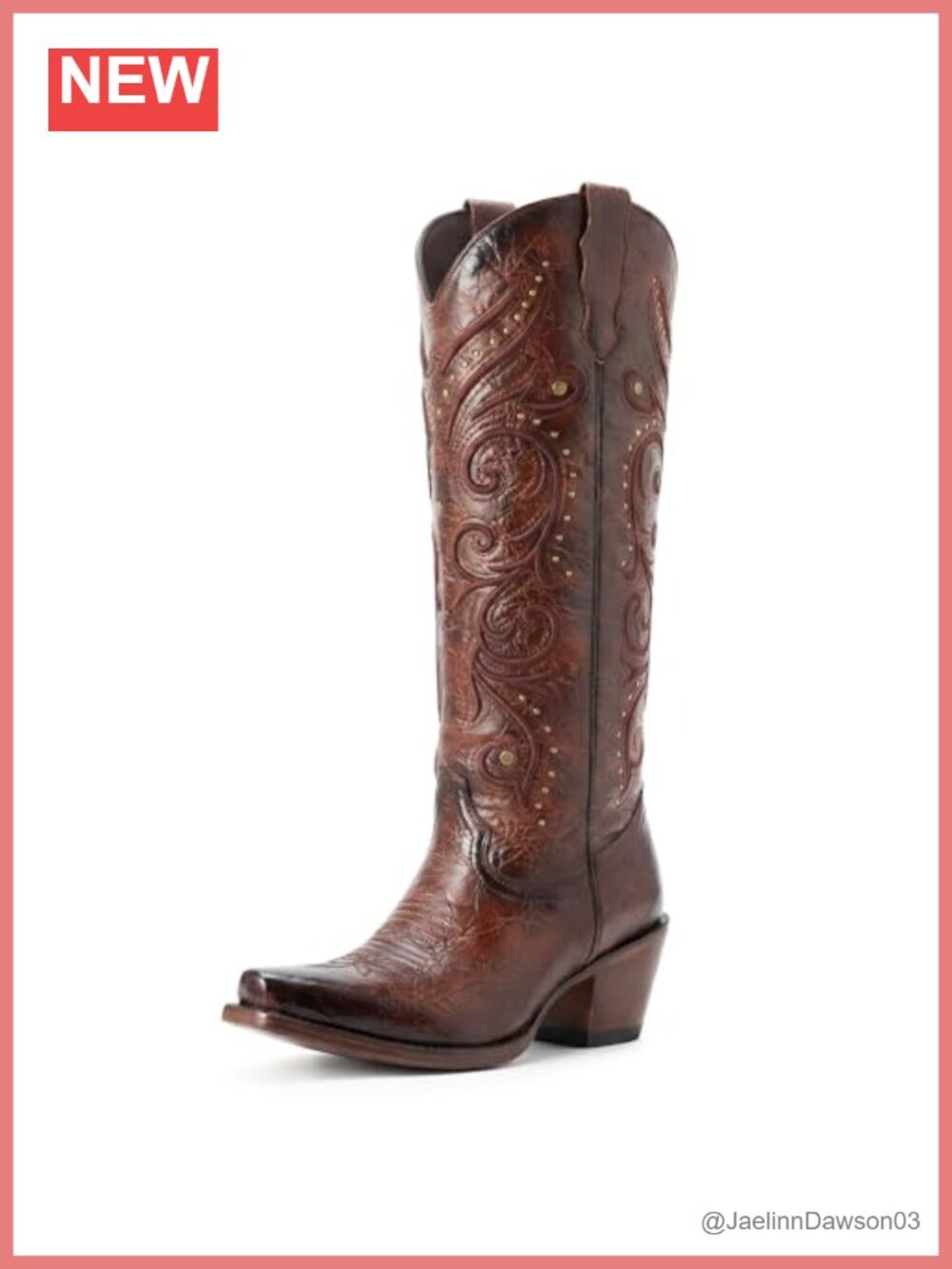 Embroidered Pointed Toe Cowgirl Boots Block Heel Side Zip Knee High PU Boots